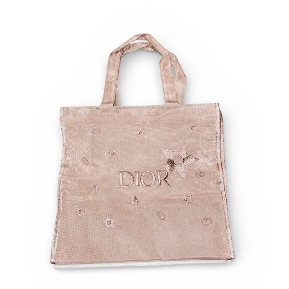 Christian Dior Beauty Mesh Embroidered Gold Star Large Tote NWT